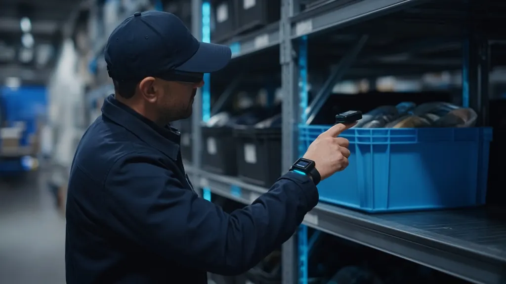 Warehouse picker using a ring scanner and wrist-worn computer for hands-free picking