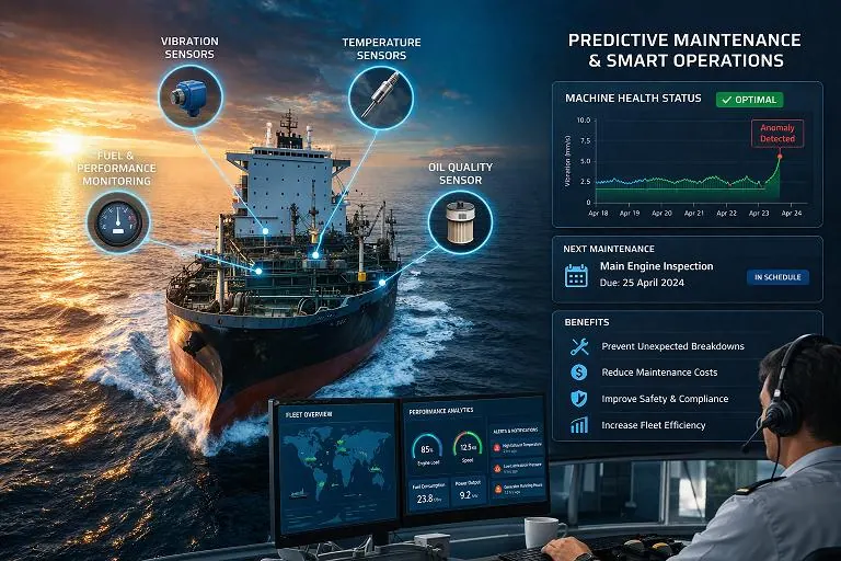 Conceptual predictive maintenance dashboard over a container ship