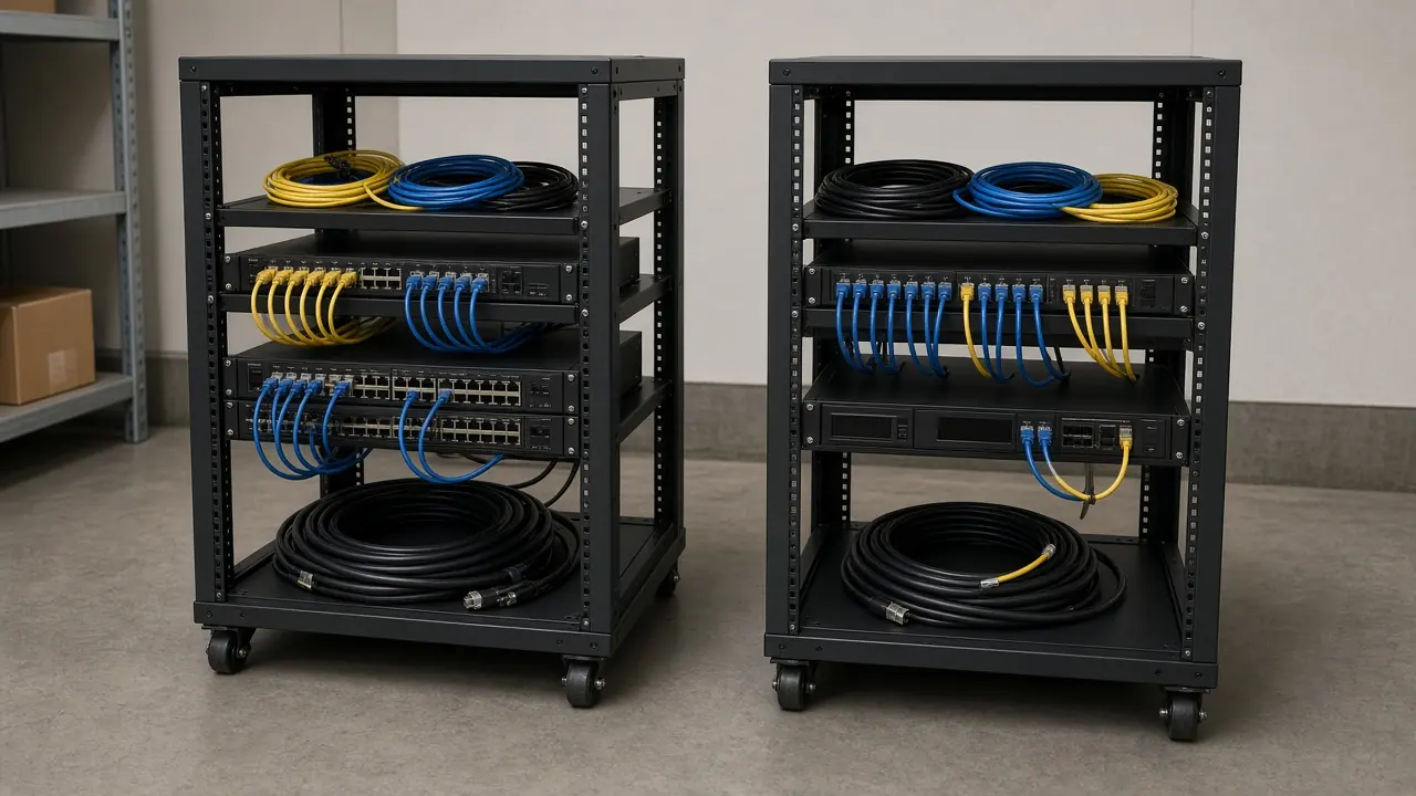 Two separate racks prepared for different sites