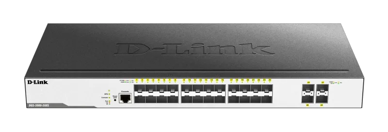 D-Link 24 SFP ports + 4 10G SFP+ ports Managed L2 Metro E.. DGS-3000-28XS product image