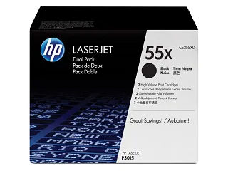 HP 55X 2-pack High Yield Black Original LaserJet Toner Cartridges (CE255XD) — HP product image