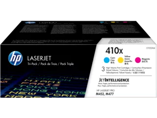 HP 410X 3-pack High Yield Cyan/Magenta/Yellow Original LaserJet Toner Cartridges (CF252XM) — HP product image