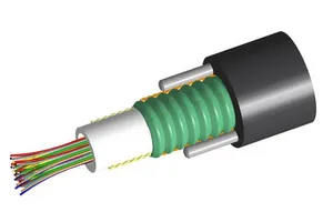 CommScope 760248538 | Fiber OSP cable, LazrSPEED Single Jacket/Single Armor, Gel-Filled, Outdoor Central Tube, 24 fibers, Multimode OM3, Feet jacket marking, Black jacket color