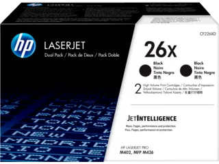 HP 26X 2-pack High Yield Black Original LaserJet Toner Cartridges (CF226XD) — HP product image