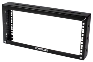 CommScope 760157800 | 3 in (76 mm) Channel x 9.4 in (239 mm) H - 19 in (482.6 mm) Overhead Patch Panel Rack (4U) 3/8 Sq Punch, Black