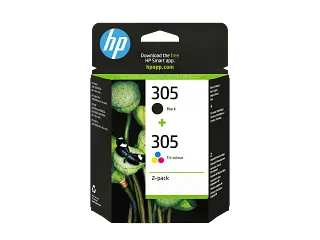 HP 305 2-Pack Tri-color/Black Original Ink Cartridge (6ZD17AE) — HP product image