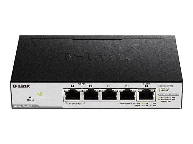 D-Link 2-Ports 10/100/1000Mbps PoE + 3-Ports 10/100/1000.. DGS-1100-05PD product image