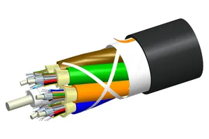 CommScope 760038166 | Fiber Indoor/Outdoor cable, LazrSPEED, Plenum Distribution Cable, 72 fiber multi-unit with 12 fiber subunits, Gel-free, Multimode OM4, Feet jacket marking, Black jacket color