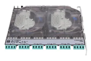 CommScope 760255054 | Propel Multimode Splice Cassette, 24LC with internal shutters, OM4 single fiber pigtails, Method B Enhanced ULL