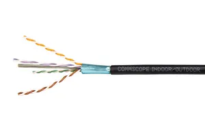 CommScope 874036404/10 | CS44P-IO Indoor/Outdoor Category 6A U/UTP Cable, plenum, outdoor rated, black jacket, 4 pair count, 1000 ft (305 m) length, reel
