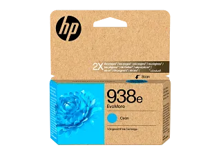 HP 938e EvoMore Cyan Original Ink Cartridge (4S6X9PE) — HP product image