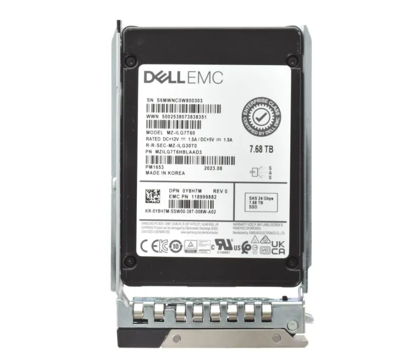 Dell Y8H7M 7.68TB SAS SSD