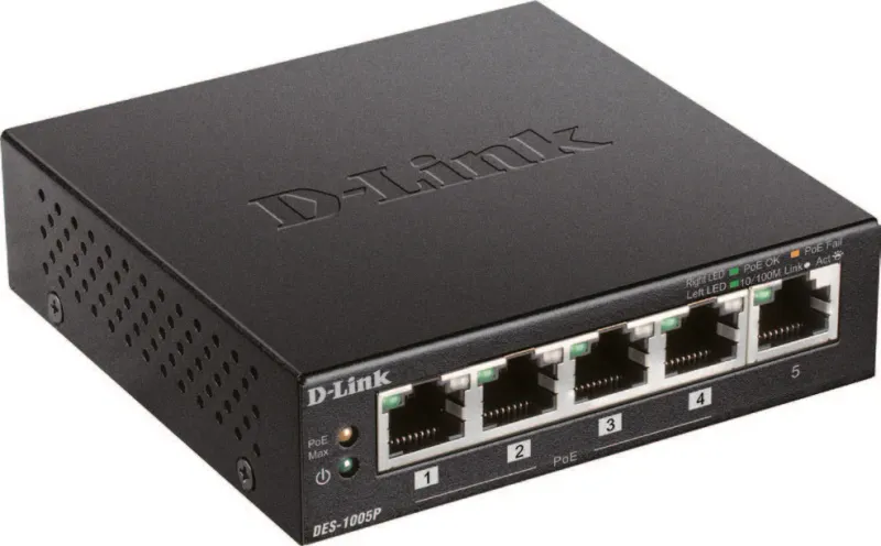 D-Link 5-Port 10/100 Switch with 4 PoE Ports DES-1005P product image