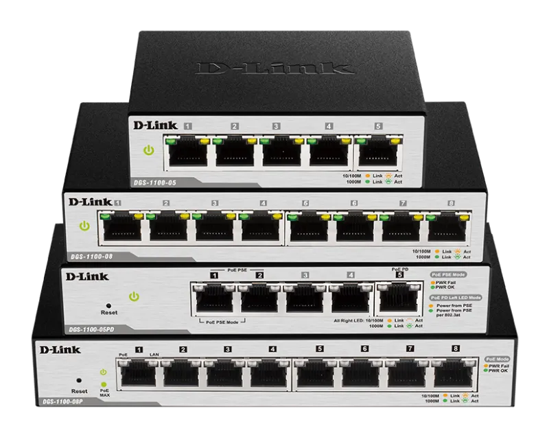 D-Link 8 port 10/100/1000Mbps PoE switch DGS-1100-08P product image