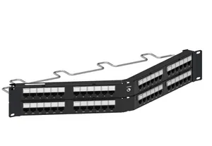 CommScope 760264154 | Unshielded Angled Distribution Module Panel, Cat 6A, 2U, 48 port, Black