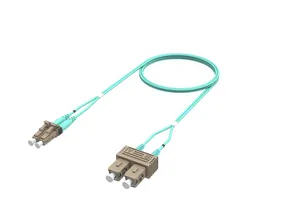 CommScope 2105067-5 | Fiber Optic Patch Cord, Duplex, Multimode, LC/UPC to SC/UPC, aqua, 5 m