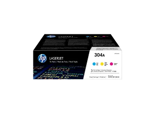 HP 304A 3-pack Cyan/Magenta/Yellow Original LaserJet Toner Cartridges (CF372AM) — HP product image