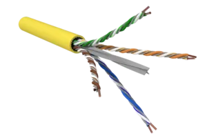 CommScope 760260993 | GigaREACH XL 2073A Category 6 U/UTP Cable, CMP Plenum, yellow jacket, 4 pair count, 1000 ft (305 m) length, reel