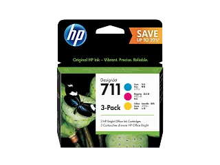 HP 711 3-pack 29-ml Cyan/Magenta/Yellow DesignJet Ink Cartridges (P2V32A) — HP product image