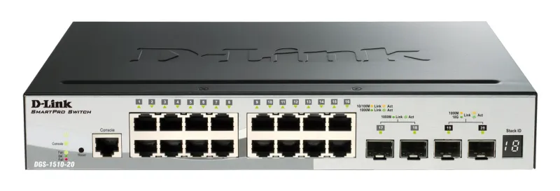 D-Link 16 port 10/100/1000Mbps with 2 SFP port + 2 x 10G.. DGS-1510-20 product image