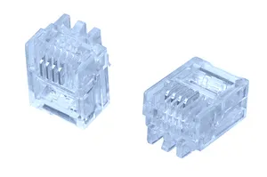 CommScope 6-557965-3 | Modular Plug, 6P/4C, unshielded, small conductor, flat oval, 0.74 – 0.86 mm insulation OD, category 3, 100/bag