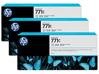 HP 771C 3-pack 775-ml Light Gray DesignJet Ink Cartridges (B6Y38A) — HP product image