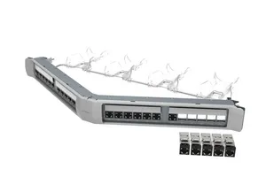 CommScope 760237064 | SYSTIMAX 360 GigaSHIELD X10D Shielded Angled Modular Panel, Cat 6A, 1U, 24 port, Silver