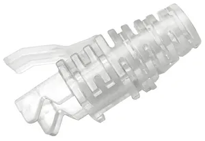 CommScope 2843079-1 | Modular Plug Boot, Flat-Oval, 8-Position Plugs, Slim-line, Transparent, 6.2mm Max Cable OD