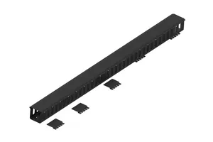 CommScope FGSB-KTW2-K | FiberGuide Vertical Duct Kit with 2in Slot Spacing and Slotted Hinged Cover, 4x4in, Black