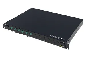 CommScope 760258660 | FMS Fiber Optic Panel, 1U, 19 in, black, Includes 6 x SC OM4 Duplex Adaptors (12F), 12 x MM SC Pigtails. 12 x Splice protectors. Splice tray and cable glands