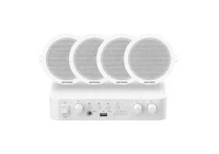 Hikvision DS-QAE1KA80206-4 Hybrid Audio Kit with 80W Network Amplifier and 4* 6W Ceiling Speakers