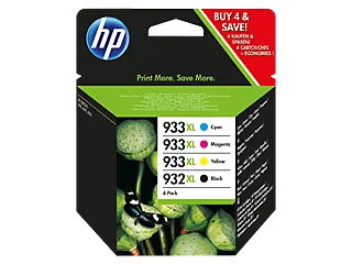HP 932XL Black/933XL Cyan/Magenta/Yellow 4-pack Original Ink Cartridges (E5Y49AA) — HP product image