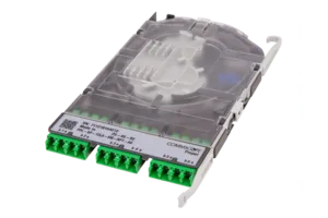 CommScope 760255980 | Propel Singlemode Splice Cassette, 12LC/APC with internal shutters, OS2 ribbon fiber pigtail, pairs straight ULL
