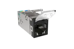 CommScope 2153365-2 | SL-Series Modular Jack, RJ45, Cat6A Shielded, with Dust Cover, Black