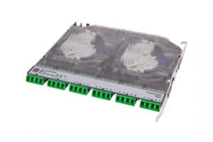 CommScope 760255982 | Propel Singlemode Splice Cassette, 24LC/APC with internal shutters, OS2 ribbon fiber pigtail, pairs straight ULL