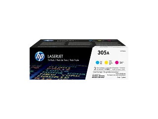 HP 305A 3-pack Cyan/Magenta/Yellow Original LaserJet Toner Cartridges (CF370AM) — HP product image