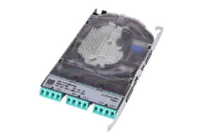 CommScope 760255077 | Propel Multimode Splice Cassette, 12LC with internal shutters, OM4 single fiber pigtails, pairs straight ULL