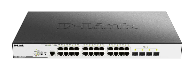 D-Link 24 10/100/1000 Mbps PoE ports + 4 10G SFP+ ports M.. DGS-3000-28XMP product image