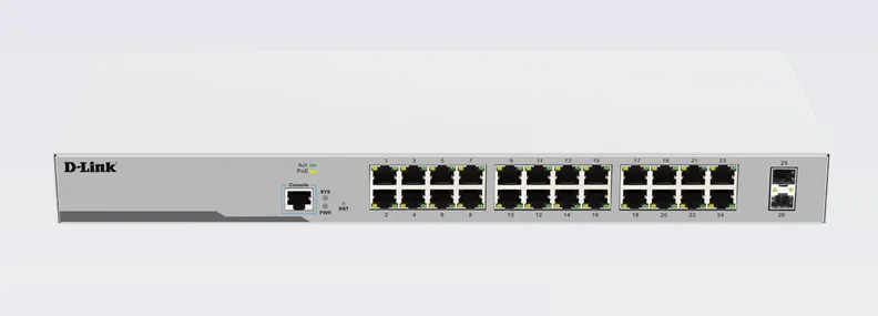 D-Link 26 Port Layer 2 Gigabit Cloud Managed PoE+ Switch DLS-F1100-26PSD-SI product image