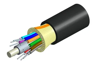 CommScope 760046649 | Fiber Indoor/Outdoor cable, LazrSPEED, Low Smoke Zero Halogen Riser Distribution Cable, 4 fiber single-unit, Gel-free, Multimode OM3, Feet jacket marking