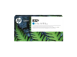 HP 832Y 1-liter Cyan Latex Ink Cartridge (4UV06A) — HP product image