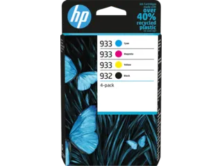 HP 932 Black/933 Cyan/Magenta/Yellow 4-pack Original Inks (6ZC71AE) — HP product image