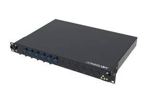 CommScope 760258658 | FMS Fiber Optic Panel, 1U, 19 in, black, Includes 6 x SC SM Duplex Adaptors (12F), 12 x SM SC Pigtails. 12 x Splice protectors. Splice tray and cable glands