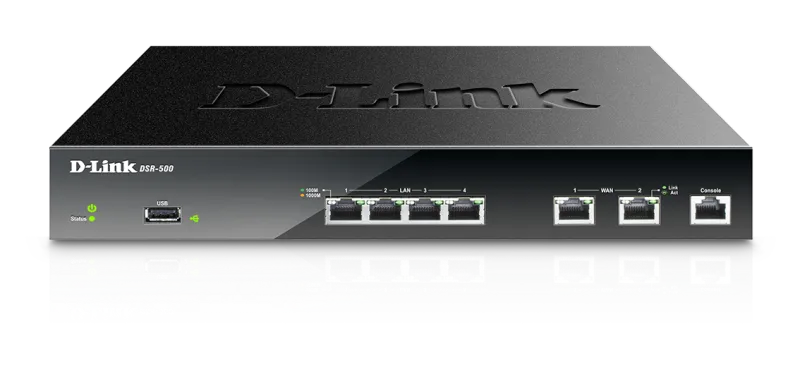 D-Link Unified Services Router 4 x Gigabit LAN, 2 x Gigab.. DSR-500 product image