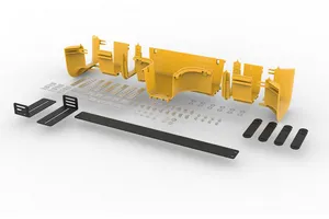 CommScope FGS-MHFF-A | FiberGuide Horizontal T with Dual Trumpet Flares Kit, 4x4, Yellow