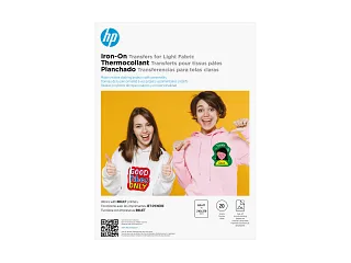 HP Iron-On Transfers for Light Fabric 8.5 x 11 in. (216 x 279 mm) 20 sheets (AA7N7A) — HP product image