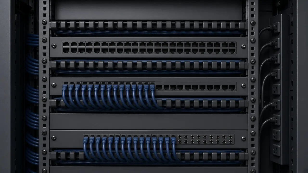 Patch panels and network switches in an equipment rack