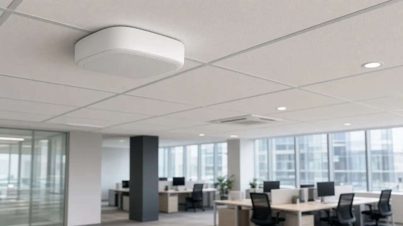 Enterprise wireless access point on a commercial office ceiling
