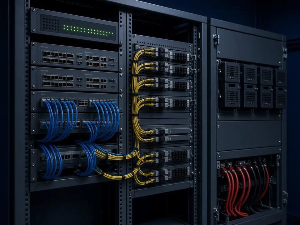 Network switching and cabling in a rack
