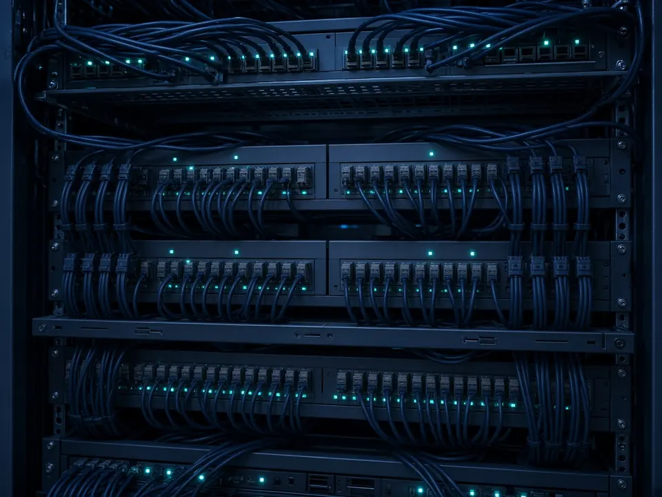 Network switch ports and cabling in a rack